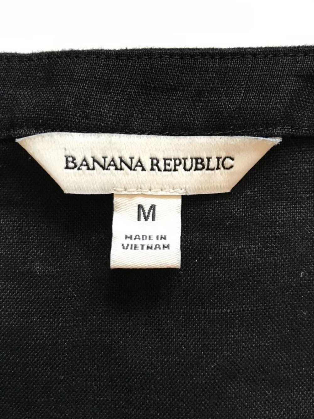 Banana Republic Linen Tie Front Top Shirt Blouse Womens Medium Black V-Neck BR - Picture 5 of 10